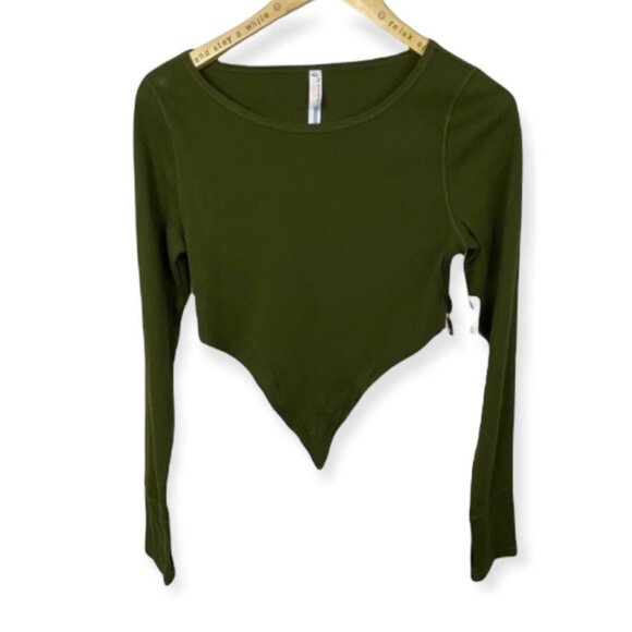 NWT Free People Dance New Wave Green Crop Top Size Medium Boho Revolve Gymnastic - Picture 7 of 12